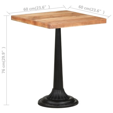 vidaXL Τραπέζι Bistro 60x60x76cm από Μασίφ Ξύλο Ακακίας 1 τεμ.