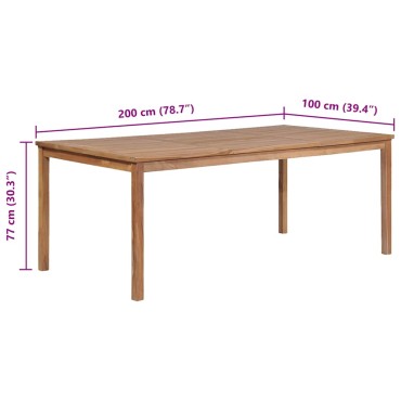 vidaXL Τραπέζι Κήπου 200x100x77cm από Μασίφ Ξύλο Teak 1 τεμ.