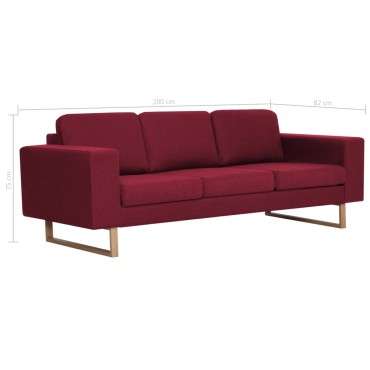 vidaXL Σετ Σαλονιού 2 τεμ. Μπορντό Υφασμάτινο 156x82x75cm  Διθέσιος Τριθέσιος