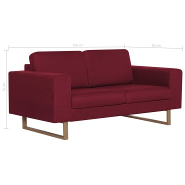 vidaXL Σετ Σαλονιού 2 τεμ. Μπορντό Υφασμάτινο 156x82x75cm  Διθέσιος Τριθέσιος