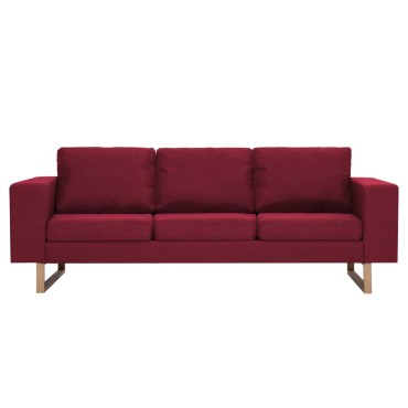 vidaXL Σετ Σαλονιού 2 τεμ. Μπορντό Υφασμάτινο 156x82x75cm  Διθέσιος Τριθέσιος