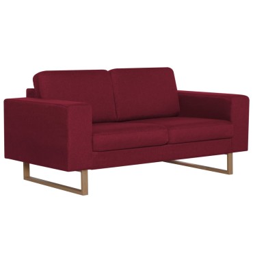 vidaXL Σετ Σαλονιού 2 τεμ. Μπορντό Υφασμάτινο 156x82x75cm  Διθέσιος Τριθέσιος