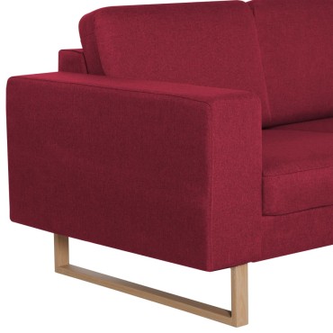 vidaXL Σετ Σαλονιού 2 τεμ. Μπορντό Υφασμάτινο 156x82x75cm  Διθέσιος Τριθέσιος