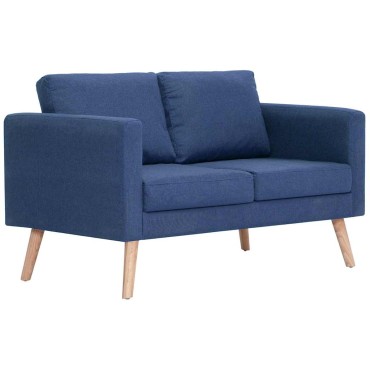 vidaXL Καναπές Διθέσιος Μπλε Υφασμάτινος 116x70x73cm 1 τεμ.
