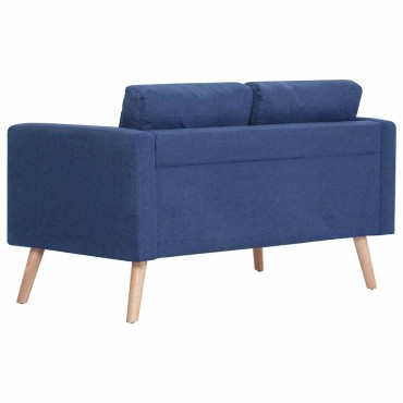 vidaXL Καναπές Διθέσιος Μπλε Υφασμάτινος 116x70x73cm 1 τεμ.