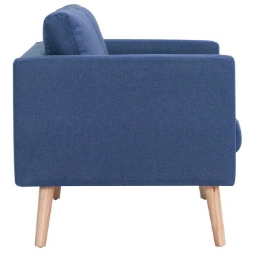 vidaXL Καναπές Διθέσιος Μπλε Υφασμάτινος 116x70x73cm 1 τεμ.