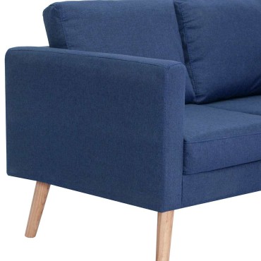 vidaXL Καναπές Διθέσιος Μπλε Υφασμάτινος 116x70x73cm 1 τεμ.