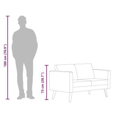vidaXL Καναπές Διθέσιος Μπλε Υφασμάτινος 116x70x73cm 1 τεμ.