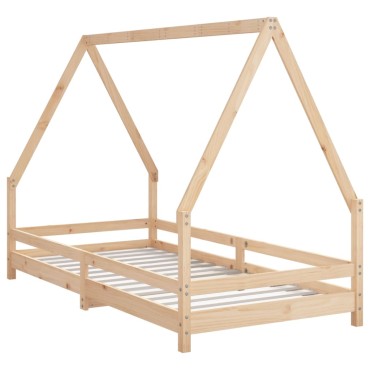 vidaXL Πλαίσιο Παιδικού Κρεβατιού 90x190cm από Μασίφ Ξύλο Πεύκου 1 τεμ. - Μονό