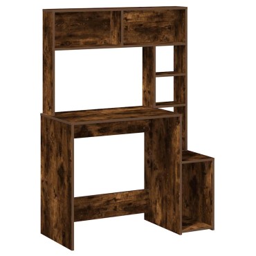 vidaXL Γραφείο με Ράφια Καπνιστή Δρυς 100x45x140cm Επεξεργασμένο Ξύλο 1 τεμ.