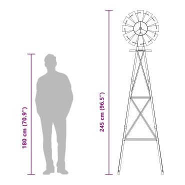 vidaXL Ανεμόμυλος Γκρι 84 x 68 x 245 εκ. Σίδερο