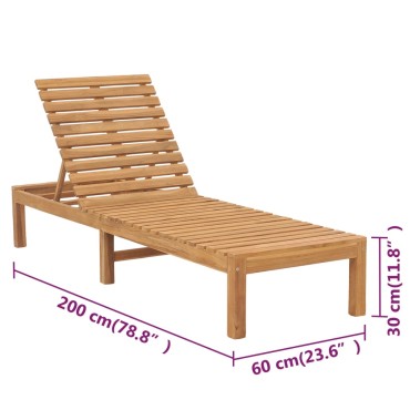 vidaXL Ξαπλώστρες 2 τεμ. από Μασίφ Ξύλο Teak 60x200x30cm