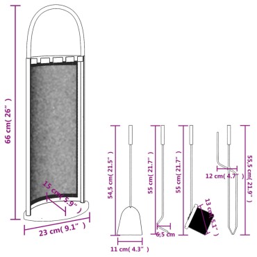 vidaXL Σετ Εργαλείων Τζακιού 5 Τεμαχίων 23x15x66 εκ. Ατσάλινο