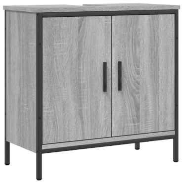 vidaXL Ντουλάπι Νιπτήρα Μπάνιου Γκρι Sonoma 60x30x60cm Επεξ. Ξύλο 1 τεμ.