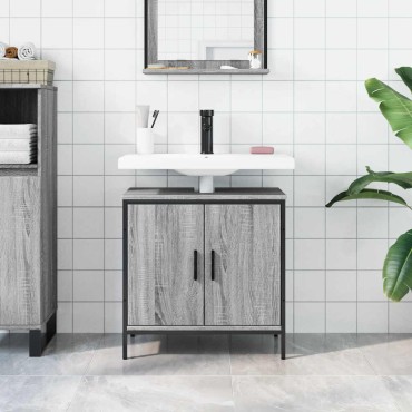 vidaXL Ντουλάπι Νιπτήρα Μπάνιου Γκρι Sonoma 60x30x60cm Επεξ. Ξύλο 1 τεμ.