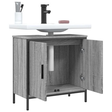 vidaXL Ντουλάπι Νιπτήρα Μπάνιου Γκρι Sonoma 60x30x60cm Επεξ. Ξύλο 1 τεμ.