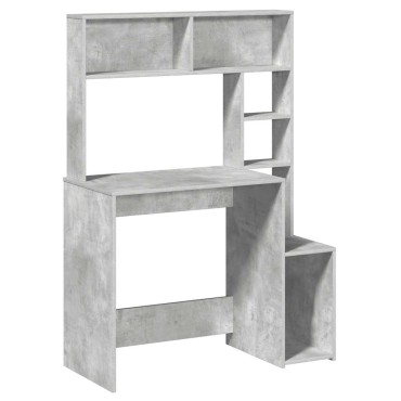 vidaXL Γραφείο με Ράφια Γκρι Σκυροδέματος 100x45x140cm Επεξεργ. Ξύλο 1 τεμ.