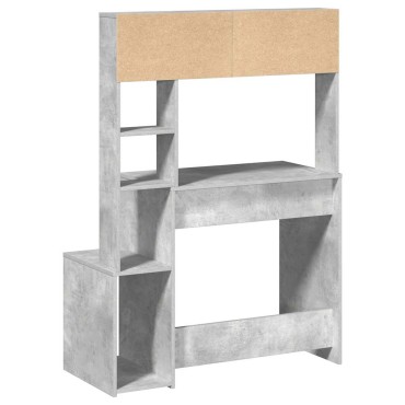 vidaXL Γραφείο με Ράφια Γκρι Σκυροδέματος 100x45x140cm Επεξεργ. Ξύλο 1 τεμ.