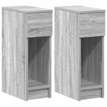 vidaXL Κομοδίνα με συρτάρι 2 τεμ. Γκρι Sonoma 20x36x60cm