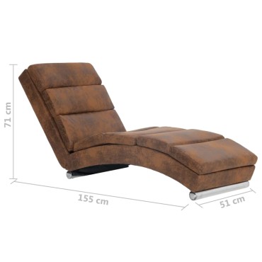 vidaXL Ανάκλιντρο Καφέ από Συνθετικό Καστόρι 155x51x71cm 1 τεμ.