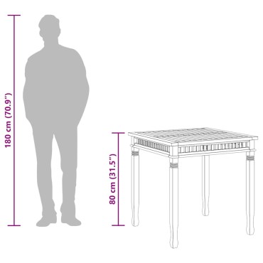 vidaXL Τραπεζαρία Κήπου 80x80x80cm από Μασίφ Ξύλο Teak 1 τεμ.