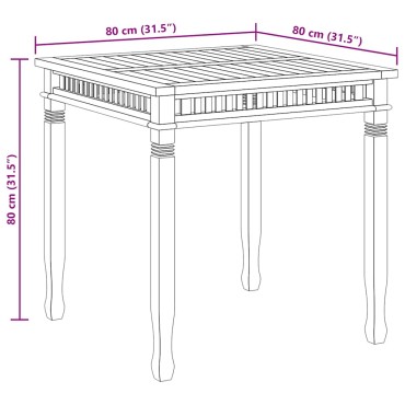vidaXL Τραπεζαρία Κήπου 80x80x80cm από Μασίφ Ξύλο Teak 1 τεμ.