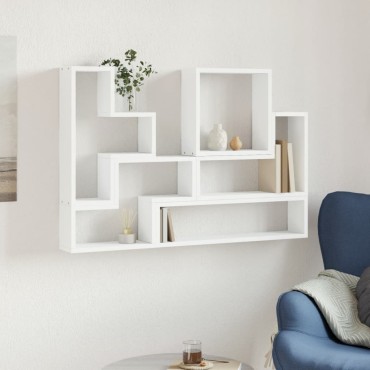vidaXL Ραφιέρα Τοίχου Λευκό 96x12x64cm από Επεξεργασμένο Ξύλο 1 τεμ.
