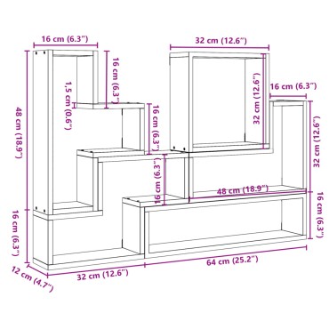 vidaXL Ραφιέρα Τοίχου Sonoma Δρυς 96x12x64cm από Επεξεργασμένο Ξύλο 1 τεμ.