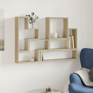 vidaXL Ραφιέρα Τοίχου Sonoma Δρυς 96x12x64cm από Επεξεργασμένο Ξύλο 1 τεμ.