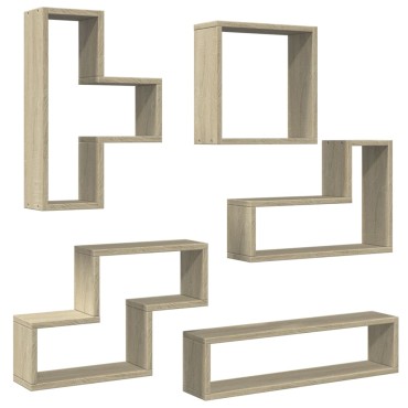 vidaXL Ραφιέρα Τοίχου Sonoma Δρυς 96x12x64cm από Επεξεργασμένο Ξύλο 1 τεμ.