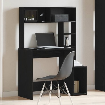 vidaXL Γραφείο με Ράφια Μαύρο 100x45x140cm από Επεξεργασμένο Ξύλο 1 τεμ.