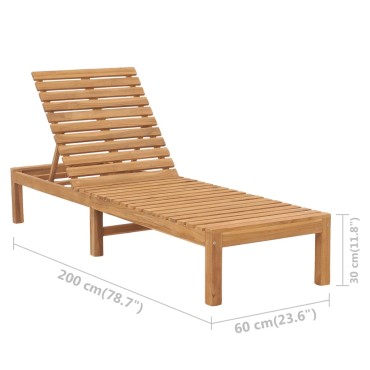 vidaXL Ξαπλώστρα από Μασίφ Ξύλο Teak 60x200x30cm 1 τεμ.