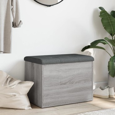 vidaXL Παγκάκι Αποθήκευσης Γκρι Sonoma 62x42x45cm Επεξεργασμένο Ξύλο 1 τεμ.