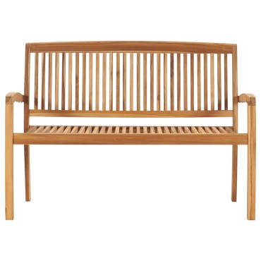 vidaXL Παγκάκι Κήπου Στοιβαζόμενο Μασίφ Ξύλο Teak & Μαξιλάρι 128,5x57,5x90cm 1 τεμ.