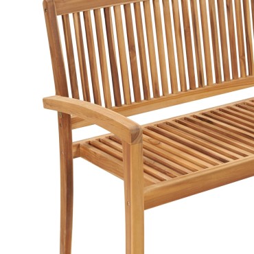 vidaXL Παγκάκι Κήπου Στοιβαζόμενο Μασίφ Ξύλο Teak & Μαξιλάρι 128,5x57,5x90cm 1 τεμ.