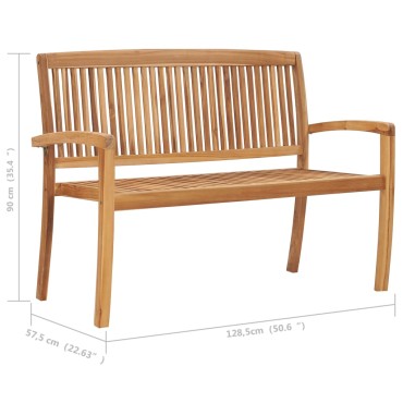 vidaXL Παγκάκι Κήπου Στοιβαζόμενο Μασίφ Ξύλο Teak & Μαξιλάρι 128,5x57,5x90cm 1 τεμ.