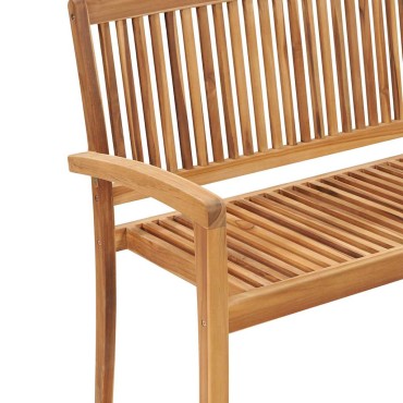 vidaXL Παγκάκι Κήπου Στοιβαζόμενο Μασίφ Ξύλο Teak & Μαξιλάρι 128,5x57,5x90cm 1 τεμ.