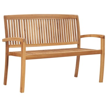 vidaXL Παγκάκι Κήπου Στοιβαζόμενο Μασίφ Ξύλο Teak & Μαξιλάρι 128,5x57,5x90cm 1 τεμ.