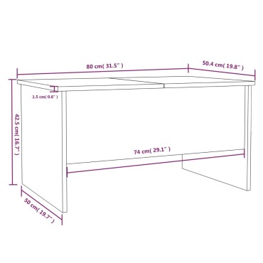vidaXL Τραπεζάκι Σαλονιού Λευκό 80x50x42,5cm Επεξεργασμένο Ξύλο 1 τεμ.
