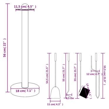 vidaXL Σετ Εργαλείων Τζακιού 5 Τεμαχίων 18x56 εκ. Ατσάλινο
