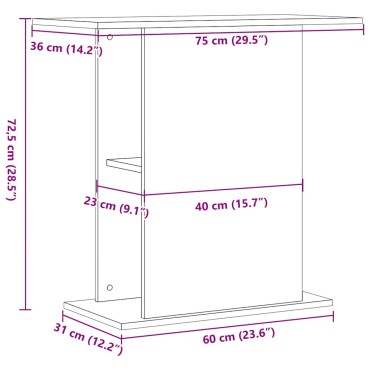 vidaXL Βάση Ενυδρείου Μαύρη Δρυς 75x36x72,5 εκ. από Τεχνητό Ξύλο