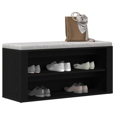vidaXL Παγκάκι Παπουτσιών Μαύρο Δρυς 100x35x45cm από Τεχνητό Ξύλο