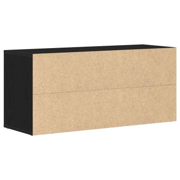vidaXL Παγκάκι Παπουτσιών Μαύρο Δρυς 100x35x45cm από Τεχνητό Ξύλο