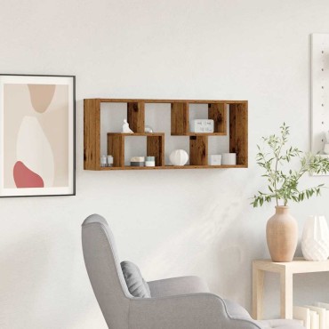 vidaXL Ράφι Τοίχου από Παλιό Ξύλο 36x16x90cm από Τεχνητό Ξύλο 1 τεμ.