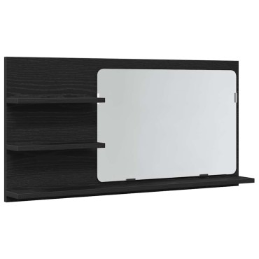 vidaXL Ντουλάπι Καθρέφτη Μπάνιου Μαύρο Δρυς 90x11x45cm από Τεχνητό Ξύλο 1 τεμ.