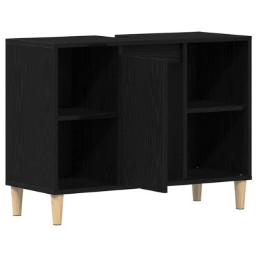 vidaXL Ντουλάπι Νιπτήρα Μαύρο Δρυς 80x33x60cm από Τεχνητό Ξύλο 1 τεμ.