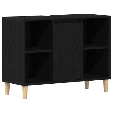 vidaXL Ντουλάπι Νιπτήρα Μαύρο Δρυς 80x33x60cm από Τεχνητό Ξύλο 1 τεμ.
