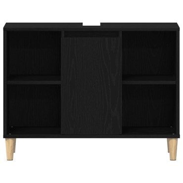 vidaXL Ντουλάπι Νιπτήρα Μαύρο Δρυς 80x33x60cm από Τεχνητό Ξύλο 1 τεμ.