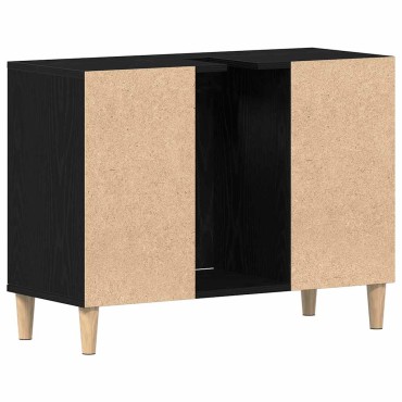 vidaXL Ντουλάπι Νιπτήρα Μαύρο Δρυς 80x33x60cm από Τεχνητό Ξύλο 1 τεμ.