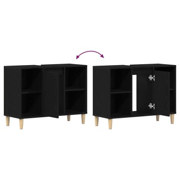 vidaXL Ντουλάπι Νιπτήρα Μαύρο Δρυς 80x33x60cm από Τεχνητό Ξύλο 1 τεμ.